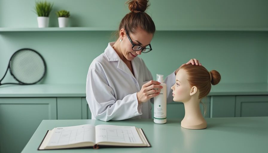 Formulator Margot Ashford demonstrating strategic dry shampoo application on hair roots.webp