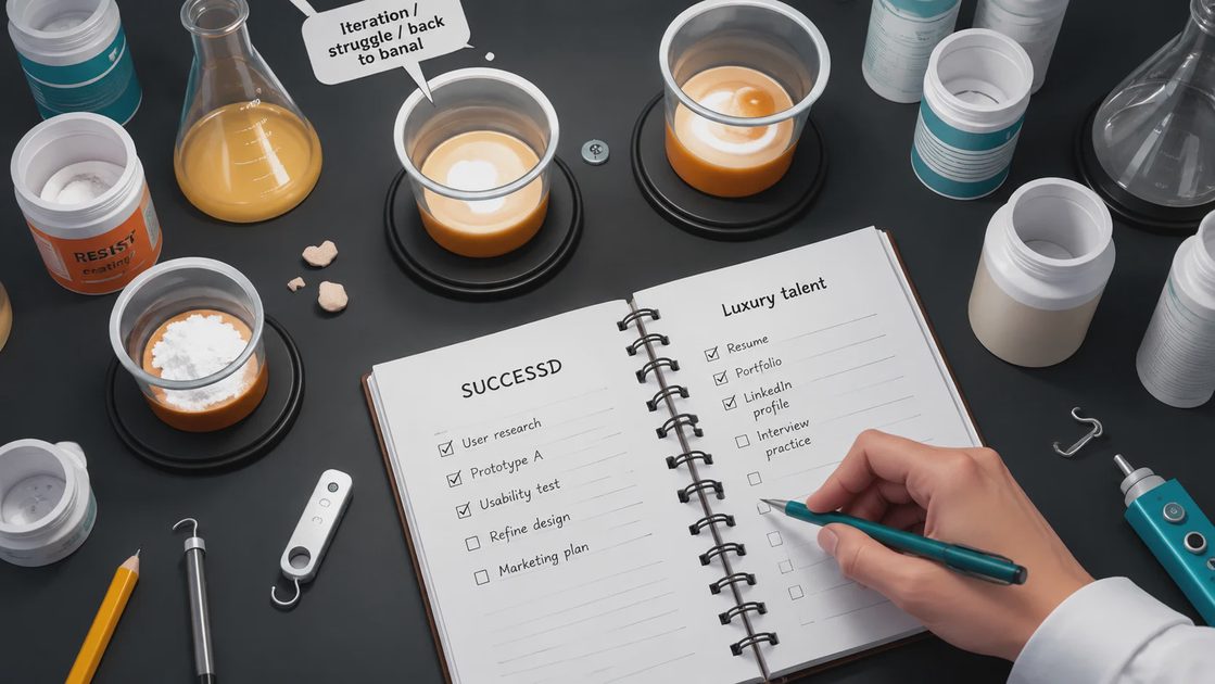 Formulator measuring ingredients in glass beakers on a lab bench for shampoo prototyping.webp